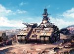  caterpillar_tracks day ground_vehicle landship military military_vehicle motor_vehicle original ruins sky smoke t-54 tank tr0yka 