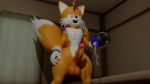  16:9 3d_(artwork) anthro balls blender_(software) bodily_fluids canid canine clothing cum cum_inside cum_leaking digital_media_(artwork) erection fox genital_fluids genitals hi_res humanoid_genitalia male mammal masturbation miles_prower orgasm penetrable_sex_toy penile penile_masturbation penis sex_toy smile solo sonic_the_hedgehog_(series) twintailssfm video_games widescreen 