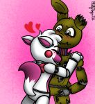  &lt;3 animatronic canid canine confusion duo eyebrows female fingers five_nights_at_freddy&#039;s five_nights_at_freddy&#039;s_2 five_nights_at_freddy&#039;s_3 fluffyninjaart fox green_body hug lagomorph leporid machine male mammal mangle_(fnaf) notched_ear pink_background pink_body pink_inner_ear rabbit red_cheeks robot sharp_teeth simple_background small_tail springtrap_(fnaf) teeth undead video_games white_body 