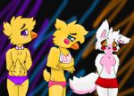  2015 alternate_species anthro avian bib bird blue_eyes blush bow_tie breasts canid canine cheek_tuft chica_(fnaf) chicken circle_eyebrows clothing covering covering_self embarrassed eyebrows facial_tuft fangs feathers featureless_breasts female five_nights_at_freddy&#039;s five_nights_at_freddy&#039;s_2 fluffy fluffy_tail fox fur galliform gallus_(genus) group hair head_tuft long_tail looking_at_another looking_at_viewer mammal mangle_(fnaf) multicolored_body multicolored_fur orange_eyes phasianid pink_body pink_cheeks pink_clothing pink_fur pink_underwear purple_clothing purple_eyes purple_underwear red_cheeks red_clothing red_underwear scurryy scut_tail simple_background toy_chica_(fnaf) tuft underwear video_games white_body white_fur yellow_body yellow_feathers 