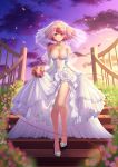  1girl absurdres bouquet breasts bridal_veil bride dress flower highres ken-san large_breasts pyra_(xenoblade) red_eyes red_hair thighs veil wedding_dress xenoblade_chronicles_(series) xenoblade_chronicles_2 