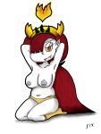  3:4 belly big_breasts breasts demon disney fangs female hair hekapoo hi_res horn humanoid inverted_nipples looking_at_viewer navel nipples orange_eyes red_hair seductive signature simple_background six343 solo star_vs._the_forces_of_evil white_background white_body 