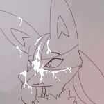  1:1 ambiguous_gender anthro bodily_fluids canid canine cheek_tuft cum cum_drip cum_on_ear cum_on_face cum_on_head cum_on_tongue digital_media_(artwork) dripping excessive_cum facial_tuft fur fur_tuft genital_fluids headshot hi_res line_art lucario mammal messy nintendo ollicantskate pok&eacute;mon pok&eacute;mon_(species) simple_background solo solo_focus tongue tuft video_games 