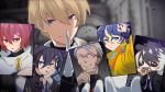  6+boys animal_ears animal_hood aqua_eyes arurandis astel_leda black_coat black_hair black_nails blonde_hair blue_eyes blue_hair blush_stickers chibi closed_mouth coat dark_skin dark_skinned_male glasses gloves grey_hair grin hair_ornament hairclip hanasaki_miyabi highres holostars hood hood_up index_finger_raised jackal_ears kageyama_shien kanade_izuru kishido_temma lightning_bolt lightning_bolt_hair_ornament looking_at_viewer male_focus mudo_(saji) multicolored_hair multiple_boys nail_polish open_mouth orange_eyes pacifier purple_eyes red_hair short_hair smile streaked_hair sweatdrop two-tone_hair virtual_youtuber white_gloves yellow_coat 