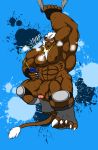 absurd_res anthro balls big_muscles bodily_fluids brown_body brown_fur bulge clothing exercise felid flaccid foreskin fur genitals hair hi_res huge_muscles ipod kaze3481_(artist) lion male mammal muscular muscular_anthro muscular_male musk pantherine penis protective_gear solo steam sweat tail_tuft thong tuft uncut underwear white_hair 