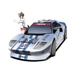  1girl animal_ears assoluto_bisonte bare_shoulders blue_eyes breasts brown_hair car cheval_grand_(umamusume) cosplay dress gloves hair_between_eyes highres horse_ears horse_girl horse_tail large_breasts motor_vehicle multicolored_hair nagase_reiko nagase_reiko_(cosplay) r4:_ridge_racer_type_4 ridge_racer simple_background sleeveless sleeveless_dress solo streaked_hair tail toyeeta_prius umamusume white_background white_dress white_gloves white_hair 