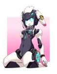  1girl android blue_eyes blue_sclera blush clothed_robot colored_sclera commentary_request dia_(world_flipper) embarrassed hige_(com) joints looking_at_viewer mechabare metal_hair metal_skin navel robot robot_girl robot_joints solo twintails world_flipper 