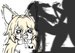  1girl absurdres animal_ears basti_(girls'_frontline_2) commander_(girls'_frontline) commentary crying crying_with_eyes_open english_commentary faelynn_(girls'_frontline_2) fang g41_(girls'_frontline) girls'_frontline girls'_frontline_2:_exilium hair_between_eyes highres invicta_kaizeros long_hair mk23_(girls'_frontline) open_mouth shadow skin_fang tagme tail tears trembling white_background 