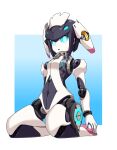  1girl android blue_eyes blue_sclera clothed_robot colored_sclera commentary_request dia_(world_flipper) hige_(com) joints looking_at_viewer mechabare metal_hair metal_skin navel robot robot_girl robot_joints solo twintails world_flipper 
