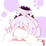  1other :d afterimage ahoge ahoge_wag blue_archive blush cheek_poking closed_eyes colored_shadow commentary_request disembodied_hand expressive_hair grey_hair hair_between_eyes halo highres hina_(blue_archive) horns kurukurumagical long_hair mouth_visible_through_hair open_mouth poking shadow single_hair_intake smile standing translation_request very_long_hair white_background 