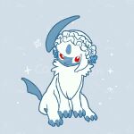  absol animal_focus blue_background blue_bow bow bright_pupils chibi claws closed_mouth commission fluffy full_body horns joo_gumoon looking_at_viewer lowres maid_headdress mane neck_fur no_humans pokemon pokemon_(creature) pokemon_focus red_eyes simple_background single_horn sitting solo white_fur white_pupils 