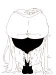  1girl amen_pose_(meme) ass ass_focus bent_over black_thighhighs crescent crescent_print daimaku from_behind frontbend highres huge_ass junko_(touhou) lineart long_hair meme own_hands_together palms_together partially_visible_vulva phoenix_print presenting_own_ass presenting_own_body solo standing steepled_fingers tabard thick_thighs thighhighs thighs touhou white_background wide_sleeves 