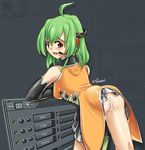  aftersex bare_shoulders bottomless dripping elbow_gloves fl-chan fl_chan fl_studio gloves green_hair headphones headset impossible_clothes legs microphone orange_eyes pachibel pussy uncensored wet 