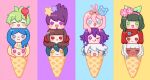  5boys 6+girls :d :t akamatsu_kaede amami_rantaro antenna_hair blonde_hair blue_eyes blue_hair blush brown_hair chabashira_tenko character-themed_food cherry cherry_blossoms closed_eyes danganronpa_(series) danganronpa_v3:_killing_harmony dark-skinned_female dark_skin donutous food fruit gem_hair_ornament goggles green_eyes green_hair hair_ornament harukawa_maki headband ice_cream ice_cream_cone iruma_miu k1-b0 momota_kaito mouse_hair_ornament multiple_boys multiple_girls musical_note musical_note_hair_ornament non-web_source oma_kokichi pink_eyes pink_hair pink_headband purple_eyes purple_hair red_eyes red_hair saihara_shuichi shirogane_tsumugi smile star_(symbol) tongue tongue_out twintails white_hair yellow_eyes yonaga_angie yumeno_himiko 