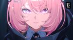  absurdres bright_pupils close-up collar expressionless highres hood hood_down multicolored_eyes official_art pink_eyes pink_hair portrait purple_eyes remielle_dan serious two-tone_eyes zenless_zone_zero 