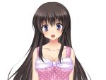  1girl aomi_riru black_hair blush breasts camisole cleavage collarbone game_asset hair_between_eyes large_breasts large_variant_set long_hair long_sidelocks mikami_juri non-web_source official_art open_mouth pink_camisole polka_dot polka_dot_camisole purple_eyes self-datamine sidelocks simple_background solo standing surprised tachi-e transparent_background upper_body variant_set wide-eyed yumemi_ga_cheek! 