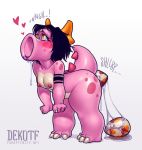  &lt;3 2020 alternate_species anthro birdo black_hair blush breasts dekotf egg female hair leaning leaning_forward looking_up mario_bros nintendo nipples non-mammal_breasts nude oviposition pink_body sam_(dekotf) simple_background solo standing thick_thighs video_games white_background 