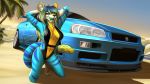  16:9 2020 anthro breasts clothed clothing day detailed_background digital_media_(artwork) eyebrows eyelashes felid female fur kneeling mammal nissan_skyline outside pantherine sky smile striped_body striped_fur stripes tales_foxdale tiger widescreen yellow_body yellow_fur 