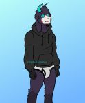  anthro black_clothing black_hoodie black_topwear bovid briefs caprine clothing drawyourfursona goat hoodie kozslavenka male mammal meme meme_clothing solo standing topwear underwear white_clothing white_underwear 