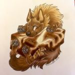  1:1 2020 ambiguous_gender black_pawpads brown_body brown_eyes brown_fur feral fur hi_res hyaenid kashmere mammal pawpads smile solo tongue traditional_media_(artwork) 