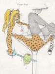  big_breasts breasts cheetah colored_pencil_(artwork) english_text felid feline female hair hi_res huge_breasts imjim007 in_beverage mammal martini_glass mihari olive_(food) solo text traditional_media_(artwork) yellow_eyes 