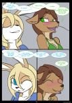  2020 age_difference anthro blonde_hair breasts brown_hair canid canine canis comic digital_media_(artwork) duo english_text female green_eyes hair hi_res kanashiipanda lagomorph leporid mammal mature_female older_female open_mouth rabbit teeth text tongue wolf younger_female 