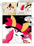  absurd_res anthro braixen english_text female feral hi_res male male/female nintendo pok&eacute;mon pok&eacute;mon_(species) ponporio_(artist) profanity sneasel text typhlosion video_games 