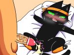  4:3 after_sex anthro bangles_sister bed blush bodily_fluids cartoon_network club_(pixiv) cum cum_inside digitigrade domestic_cat duo erection faceless_male felid feline felis female furniture genital_fluids genitals human human_on_anthro interspecies male male/female mammal mao_mao:_heroes_of_pure_heart penis vaginal 