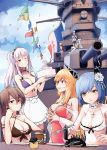  6+girls absurdres anchor_earrings apron arescr azur_lane backless_swimsuit bikini black_choker black_eyepatch blonde_hair blue_hair blush breasts brown_bikini brown_hair cake cape choker clothing_cutout cloud cloudy_sky crab criss-cross_halter cross cross_necklace cup cutlass_(sword) double_bun dress dunkerque_(azur_lane) dunkerque_(summer_sucre)_(azur_lane) earrings epaulettes eyepatch flag flower food free_french_flag frilled_apron frilled_swimsuit frills gascogne_(azur_lane) gascogne_(beach_adaptive_armor)_(azur_lane) grey_hair hair_between_eyes halterneck hat headgear highleg highleg_swimsuit highres holding holding_cake holding_cup holding_food huge_filesize jean_bart_(azur_lane) jean_bart_(secret_afternoon)_(azur_lane) jewelry le_malin_(azur_lane) le_terrible_(azur_lane) le_triomphant_(azur_lane) long_hair looking_at_viewer manjuu_(azur_lane) medium_breasts multiple_girls necklace one-piece_swimsuit one_eye_closed orange_hair outdoors pantyhose pink_eyes pink_swimsuit pirate_hat plate ponytail purple_bikini red_cape red_eyes richelieu_(azur_lane) richelieu_(battleship) richelieu_(flagship_in_the_sea_breeze)_(azur_lane) see-through short_hair side-tie_swimsuit sideless_outfit sitting sky swimsuit tutu underboob_cutout very_long_hair white_bikini white_dress white_flower white_hair white_headwear white_legwear yellow_eyes 