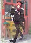  1girl absurdres blush commission girls_frontline gun h&amp;k_mp7 hanabusaraleigh highres huge_filesize mp7_(girls_frontline) pantyhose red_hair skeb_commission solo submachine_gun weapon yellow_eyes 
