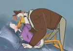  anas anatid anseriform anthro avian bird blush bottomless candywafercutie clothed clothing dabbling_duck darkwing_duck disney duck ducktales_(2017) duo eyes_closed hands_behind_back hands_behind_head hi_res kissing kissing_with_both_sets_of_lips launchpad_mcquack lips making_out male male/male mallard partially_clothed pillow shirt topwear 