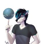 5_fingers anthro black_sclera blue_eyes canid canine clothed clothing digital_media_(artwork) fingers hi_res male mammal solo taurusart 