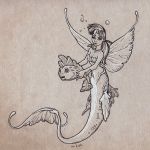  1:1 2020 duo female feral fish gor1ck insect_wings marine merfolk smile traditional_media_(artwork) wings 