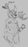  baseball_bat bat_(object) big_eyes bulge clothing dialogue english_text fursuit_head hairy_legs hammer_and_sickle human male mammal monochrome nipples open_mouth overweight overweight_male politics sketch teeth_showing text underwear unknown_artist 