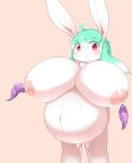  anthro areola belly big_belly big_breasts birth birthing_tentacles blush bodily_fluids breast_pregnancy breasts creature_inside dripping female fur gastropod genital_fluids green_hair hair hair_over_eyes hi_res huge_breasts hyper hyper_belly infestation lactating lagomorph leporid long_hair mammal milk mollusk navel neck_tuft nipple_birth nipple_fetish nipple_penetration nipple_play nipples nude obikuragetyan parasite penetration pink_areola pink_nipples pussy_juice rabbit red_eyes slug solo standing sweat tentacle_pregnancy tuft white_body white_fur 