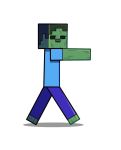  barefoot dino-my-life green_body green_eyes green_hair green_nose green_skin hair hi_res humanoid male minecraft not_furry raised_arm shadow simple_background solo steve_(minecraft) undead video_games walking white_background zombie zombie_(minecraft) 