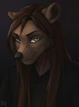  ambiguous_gender anthro black_sclera brown_body brown_fur brown_hair digital_media_(artwork) fur green_eyes hair hi_res mammal smile solo taurusart ursid 