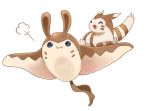  ^_^ alternate_color blue_eyes closed_eyes closed_mouth commentary_request fur furret gen_2_pokemon mantine nagakura_(seven_walkers) no_humans open_mouth pokemon pokemon_(creature) riding_pokemon tongue white_background 