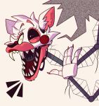  ambiguous_gender animatronic black_nose black_sclera canid canine cheek_tuft claws eyebrows eyeshadow facial_tuft fingers five_nights_at_freddy&#039;s five_nights_at_freddy&#039;s_2 fox fur gesture grey_body head_tuft hi_res lipstick machine makeup mammal mangle_(fnaf) open_mouth open_smile pink_body pink_claws pink_fur pink_inner_ear popanimals red_cheeks robot sharp_teeth smile solo teeth tuft video_games waving white_body white_fur 