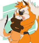  2_mouths 4_ears 6_arms 6_eyes anthro big_breasts big_butt black_hair breasts butt canid canine female fox fur hair hand_on_butt hand_on_hip hi_res hug male mammal multi_arm multi_ear multi_eye multi_limb multi_mouth multicolored_body multicolored_fur nipple_piercing nipples orange_body orange_fur piercing ranara size_difference smaller_version_at_source sukarabe_ren tongue tongue_out two_tone_body two_tone_fur unknown_species white_body white_fur 
