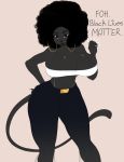  afro anthro breasts chocolate_bunnie clothing ear_piercing ear_ring english_text felid feline female hi_res mammal piercing politics solo text 