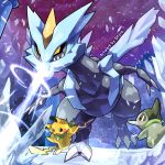  1:1 axew battle blitzdrachin claws conditional_dnp electricity feral hi_res horn ice kyurem laser legendary_pok&eacute;mon mammal nintendo pikachu pok&eacute;mon pok&eacute;mon_(species) pok&eacute;mon_mystery_dungeon reptile rodent scalie scarf snow snowing video_games wings 