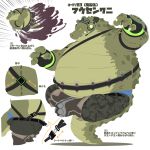  1:1 2019 anthro belly bottomwear clothing crocodile crocodilian crocodylid green_body headphones hinami japanese_text male overweight overweight_anthro overweight_male pants reptile scalie simple_background solo text underwear white_background 