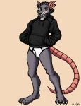  anthro black_clothing black_hoodie black_topwear briefs bulge clothing drawyourfursona hi_res hoodie male mammal meme meme_clothing murid murine rat rodent santhanvutha solo standing topwear underwear white_clothing white_underwear 