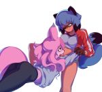  2020 anthro anthro_on_anthro blue_body blue_eyes blue_fur blue_hair brand_new_animal breasts brown_body brown_fur butt canid canine clothed clothing cunnilingus duo female female/female fluffy fluffy_tail fox fur hair hi_res leggings legwear long_hair mammal michiru_kagemori multicolored_body multicolored_fur multicolored_hair nazuna_hiwatashi open_mouth oral pink_body pink_fur pink_hair raccoon_dog rockset sex simple_background studio_trigger tanuki tight_clothing topwear vaginal white_background yoga_pants 