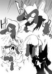  2020 baby_pok&eacute;mon bodily_fluids censored genital_fluids genitals gradient_background ineffective_censorship japanese_text lucario male manmosu_marimo monochrome motion_lines nintendo open_mouth peeing penis pok&eacute;mon pok&eacute;mon_(species) punch riolu semi-anthro simple_background text urine video_games 