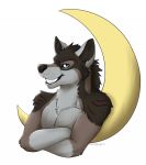  anthro blue_eyes canid canine canis crescent_moon kraven-gothly male mammal moon rakan scar smile were werecanid werecanine werewolf wolf 