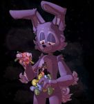  &lt;3 4_fingers animatronic anthro black_background black_nose bone bonnie_(fnaf) candy_gore cheek_tuft eggy-b-official facial_tuft fingers five_nights_at_freddy&#039;s fluffy fluffy_tail fur gore head_tuft hi_res lagomorph leporid long_ears looking_down machine male mammal organs purple_body purple_fur rabbit red_eyes robot simple_background solo standing tuft video_games 