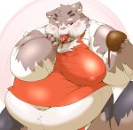  2020 anthro blush candy chocolate clothing felid feline food hamatnk kemono male mammal navel obese obese_anthro obese_male overweight overweight_anthro overweight_male shirt sitri solo tokyo_afterschool_summoners tongue tongue_out topwear video_games 