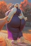  absurd_res anthro big_breasts big_butt boss_monster bovid breasts butt caprine detailed_background female hand_holding hi_res huge_breasts huge_butt looking_back mammal mature_female outside patacon thick_thighs toriel undertale video_games white_body 